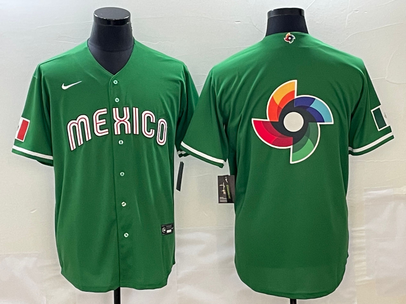 Men's Mexico Baseball 2023 Green World Baseball Big Logo Classic Stitched Jersey